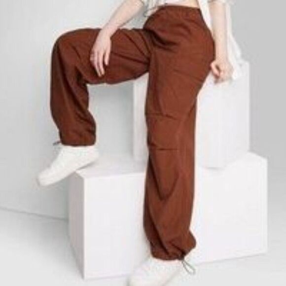 wild fable Pants - Wild Fable - Women's Mid Rise Relaxed Fit Full Parac Brown Size XS NWOT
